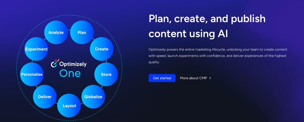 Optimizely landing page screenshot.