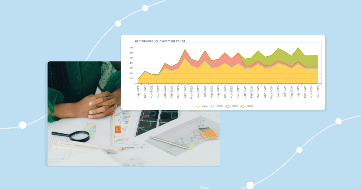 Screenshot of Keen's AI Marketing Plan output on top of an image of a marketer working on marketing plan