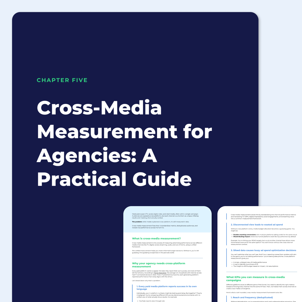 A photo of chapter five "Cross-Media Measurement for Agencies: A Practical Guide" in the Keen Cross-Channel Media Measurement Playbook