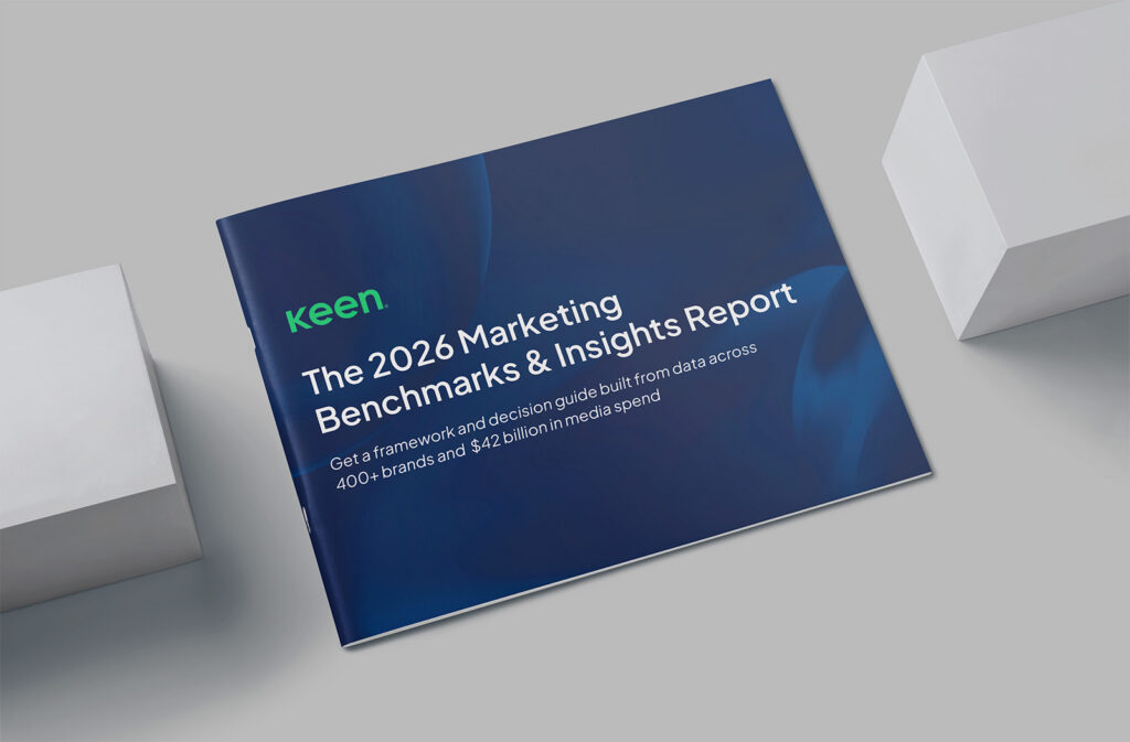 An image showing the front of Keen's 2026 Marketing Benchmarks & Insights Report.